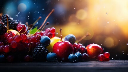 Poster - Stylish matte background featuring a variety of fruits in modern design aesthetic