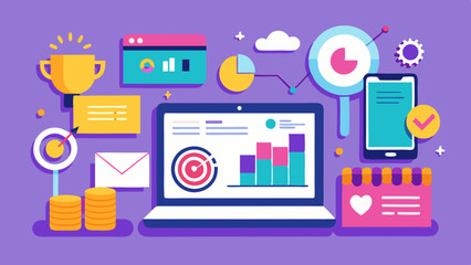 Poster - Illustration of business data analysis and marketing