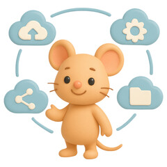 Poster - Cute Cartoon Mouse Representing Cloud Computing Data Sharing Storage