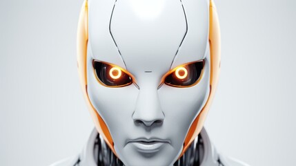 Poster - Minimalist robotic humanoid figure set against a clean, simple background design