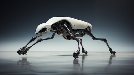 Poster - Minimalist image of a robotic dog against a clean background showcasing modern design aesthetics