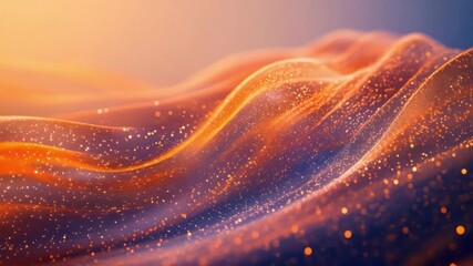 Poster - Abstract Digital Waves: A dynamic and elegant digital composition, rendered in a mesmerizing display of golden, flowing waves and particles, evoking a sense of fluidity, movement, and cosmic beauty.