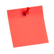 © Pambudi - Red Sticky Note with red Pushpin Isolated on Transparent Background. Red sticky post it note with red pushpin isolated on white or transparent background. PNG