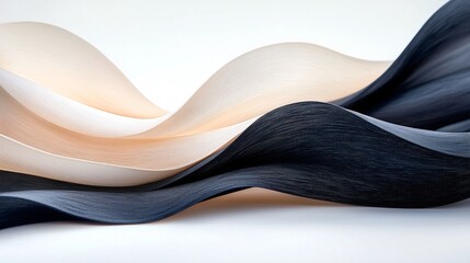 Poster - Abstract Black and Beige Fabric Wave Texture