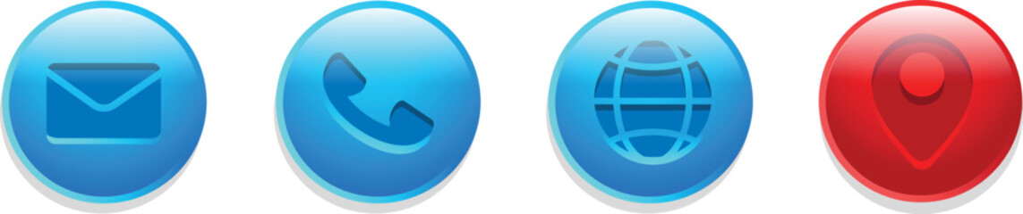 Set of contact  round buttons