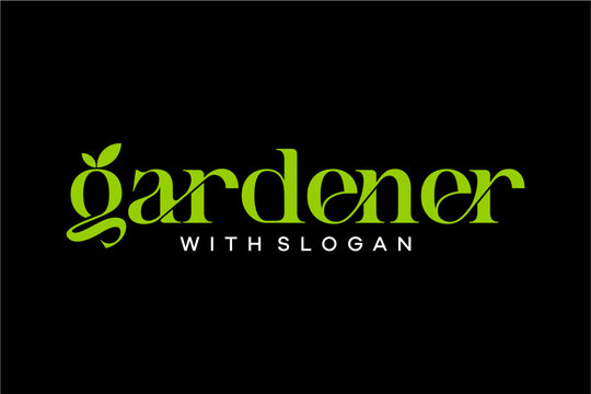 word of gardener. modern minimalist lowercase bold typography, feminine fonts. vector graphic
