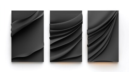 Poster - Abstract Black Wave Shapes on White Background