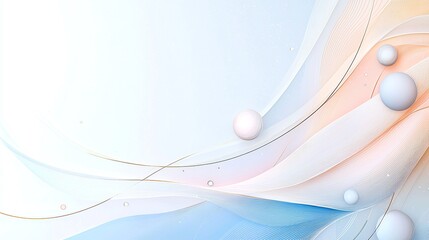 Poster - Abstract Blue Peach Background with Gold Lines and Spheres