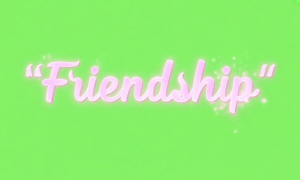 Friendship text on green screen background. 