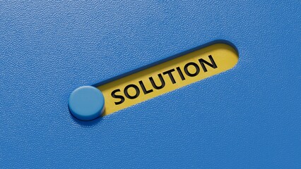 Poster - Solution.3D illustration of slide switch.close up of slide switch,3D rendering on blue background.