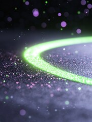 Poster - Abstract Diagonal Gradient with Glowing Green Line and Pink Purple Sparkles