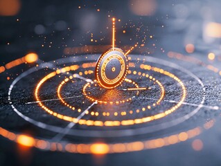 Poster - Stylized Futuristic Radar Display with Soft Concentric Pulses