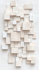 Poster - Subtle Ivory Geometric Cube Pattern