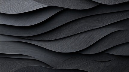 Poster - Dark Gray Metallic Wave Texture Background