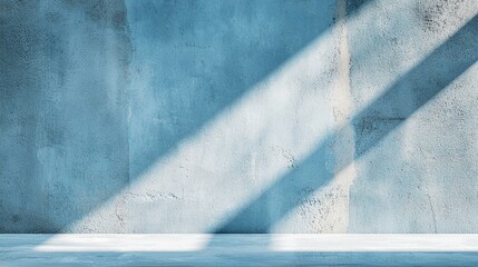 Poster - Textured Blue Gray Wall with Diagonal Light and Shadow