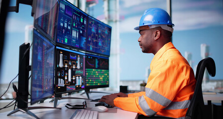 Aufkleber - Industry Innovation In Action: African American Technician Monitors Chemical