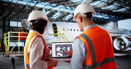 Poster - Mechanical Engineer Inspects A Jet Engine