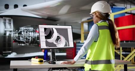 Poster - African American Woman Developing Aircraft Designs With Computer Technology