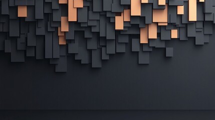 Poster - Abstract Black Grey Orange Triangle Pattern Texture