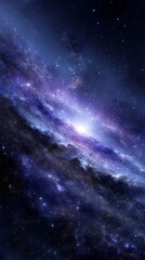 Wall Mural - Vibrant Purple And Blue Spiral Galaxy In Dark Night Sky