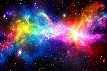 Wall Mural - Vibrant Rainbow Nebula in Dark Space