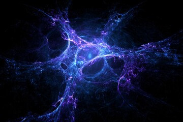Wall Mural - Abstract Cosmic Nebula with Glowing Blue and Purple Particles