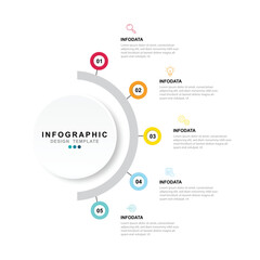 Fototapete - Vector Infographic label design template with icons and 5 options or steps. for your business data. Vector Illustration.