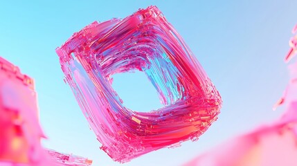 Fototapete - Vibrant data stream fracturing into glitch shards, spiraling in luminous cyan and fuchsia, featuring clean vector lines against a minimalist background.