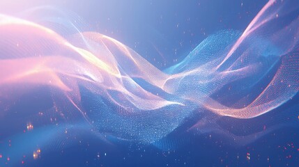 Fototapete - Neon Data Flow, an abstract visualization of data transmission depicted as a vibrant liquid stream in neon pink and blue vectors, flowing seamlessly through open space.