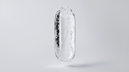 Poster - Transparent Glass Capsule Shape Hovering on White Background