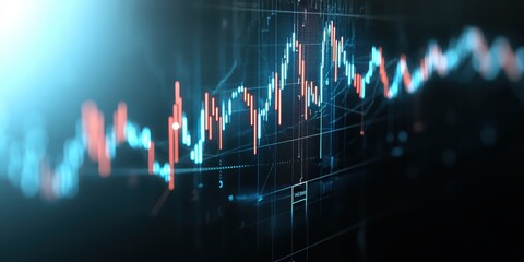 Aufkleber - business data unity concept. Abstract financial data visualization with glowing graphs and charts.