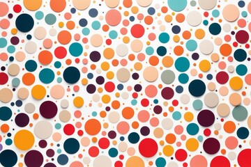 Fototapete - An artful arrangement of various sized circles creates a playful, abstract composition on white.