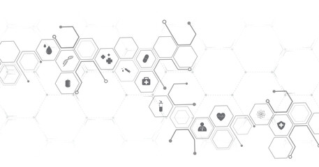 Fototapete - Health care concept. Medical technology network design.Icon medical network connection with modern on a white background.	