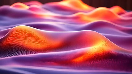 Abstract Landscape with Glowing Mountains and Purple Valleys - Artistic Visual Background