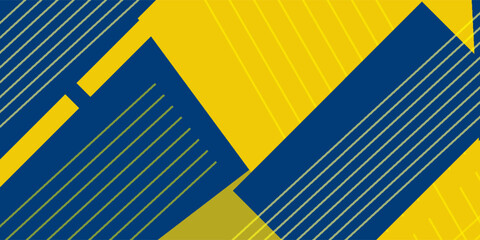 Poster - Modern geometric banner design gradient. Blue and Yellow background with stripes.eps10