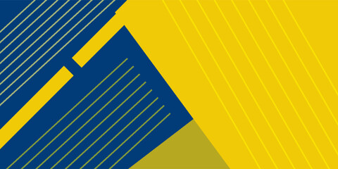 Poster - Modern geometric banner design gradient. Blue and Yellow background with stripes.