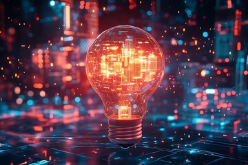Poster - Futuristic technology light bulb innovation digital ai concept artificial intelligence future tech creativity