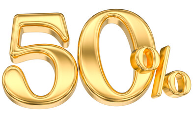Leinwandbilder - Gold Percent 50 Number 3D