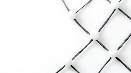 Poster - Abstract Monochrome Grid of Black Lines and White Spheres