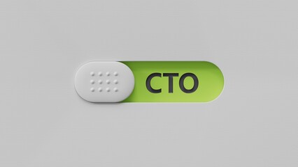 Fototapete - word cto with slide switch.close up of slide switch,Business Concept.3D rendering on green background.