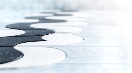 Poster - Abstract Monochrome Yin Yang Mosaic Pattern