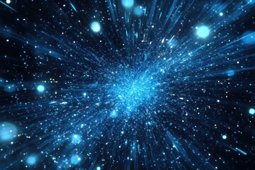 Poster - Blue firework bursts in slow motion showcasing dynamic visual effects, blue firework bursts slow motion Computer generated seamless holiday background