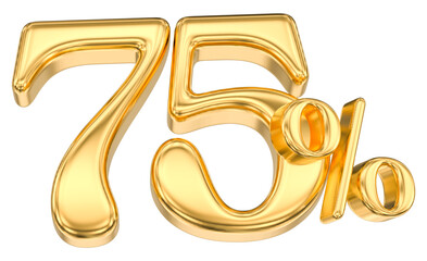 Leinwandbilder - Gold Percent 75 Number 3D
