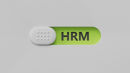 Poster - slide switch with hrm text. Financial, marketing.close up of slide switch,Business Concept.3D rendering on green background.