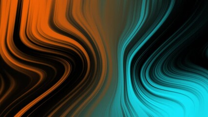 Poster - Abstract animated background with vibrant orange and teal flowing curves creating a smooth motion effect in a modern and energetic liquid style design for ads, creative digital design, or presentation