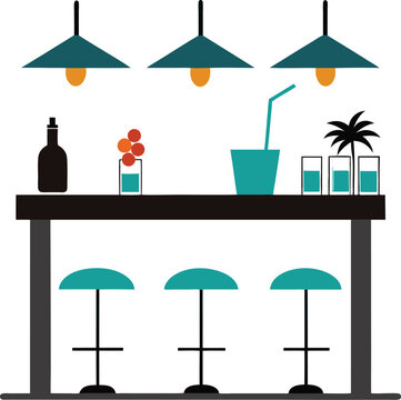 Summer Beach Vacation Silhouettes with Palm Trees and Surfboards, Relaxing Beach, Minimal Summer Treats Silhouettes with Ice Cream, Watermelon, and Lemonade