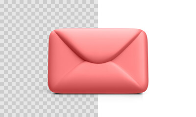 Poster - Closed Red Envelope Rendered In Minimal 3D Style, Shown From Front Angle. Clean Vector Illustration Representing Mail, Message, Contact, Or Communication Concept For Web Or UI Design.