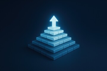 Poster - This portrays growth and progress through a layered pyramid symbolizing strategic decision-making and business advancement toward leadership and success
