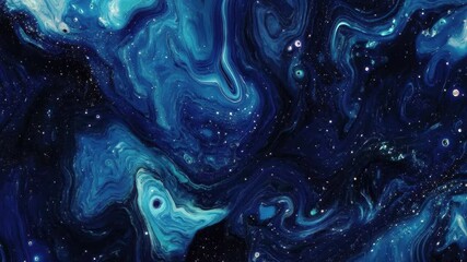 Poster - Exploring abstract science fiction patterns in a seamless blue cosmic theme, 4K Abstract Science Fiction Themed Seamless