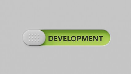Poster - development.3D illustration of slide switch.close up of slide switch,3D rendering on green background.